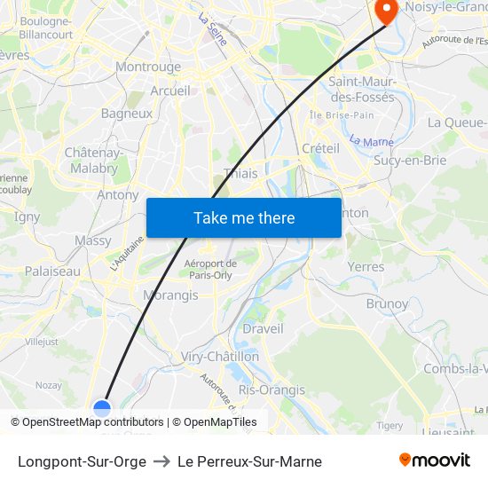 Longpont-Sur-Orge to Le Perreux-Sur-Marne map