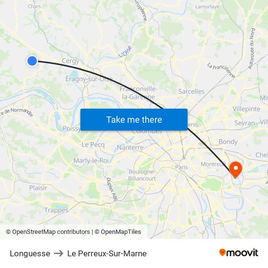 Longuesse to Le Perreux-Sur-Marne map