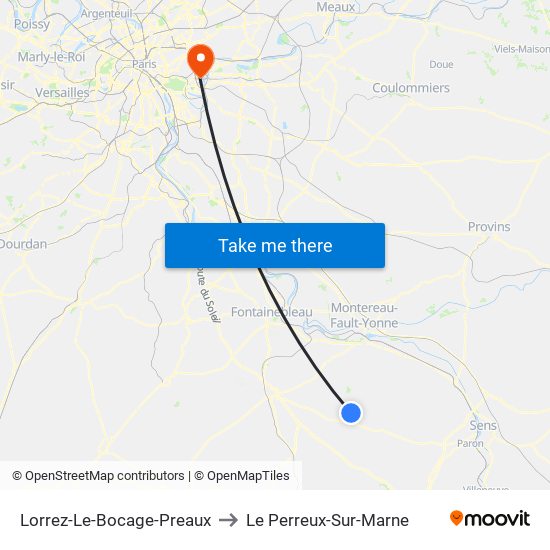 Lorrez-Le-Bocage-Preaux to Le Perreux-Sur-Marne map