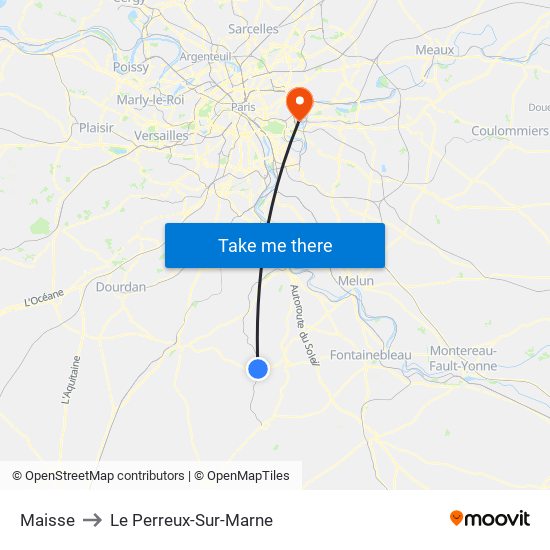 Maisse to Le Perreux-Sur-Marne map