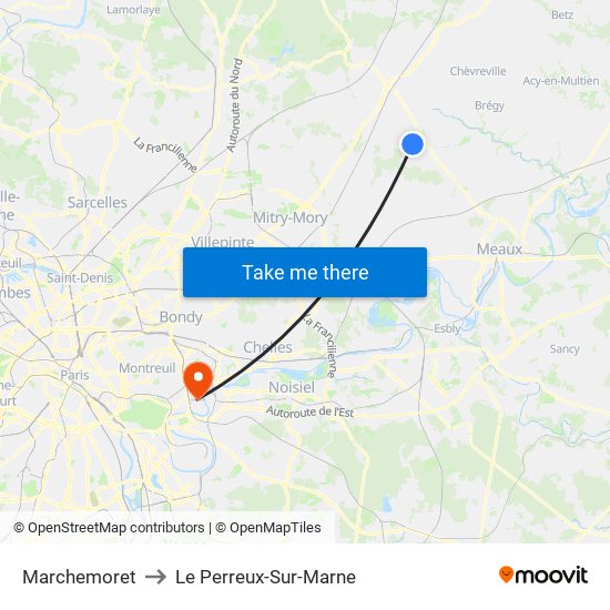 Marchemoret to Le Perreux-Sur-Marne map
