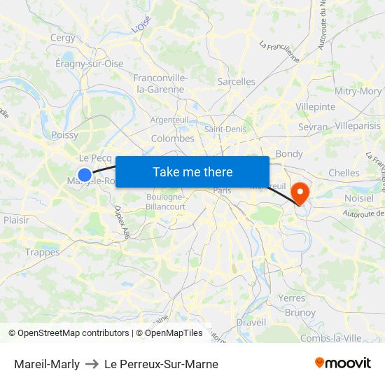 Mareil-Marly to Le Perreux-Sur-Marne map