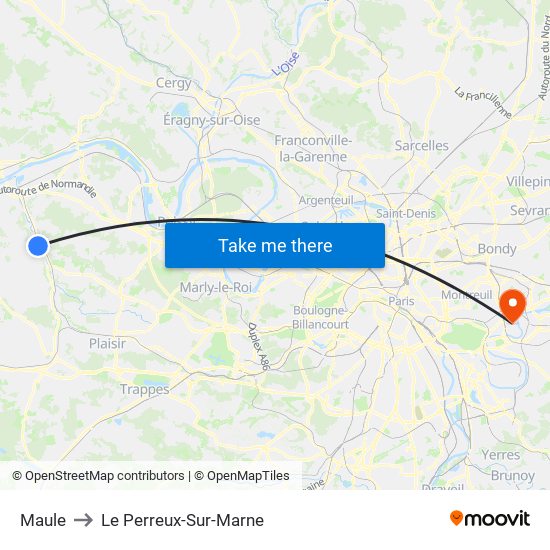 Maule to Le Perreux-Sur-Marne map