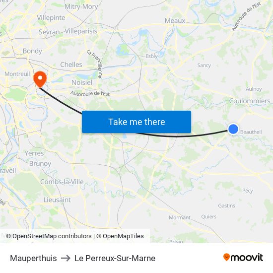 Mauperthuis to Le Perreux-Sur-Marne map