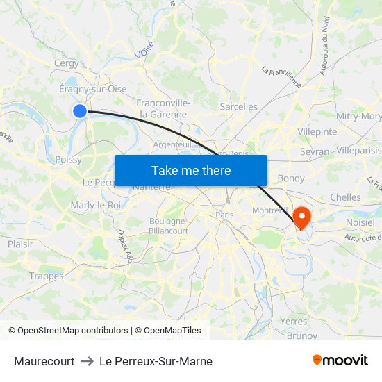 Maurecourt to Le Perreux-Sur-Marne map