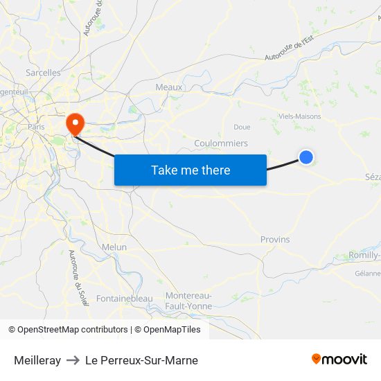 Meilleray to Le Perreux-Sur-Marne map