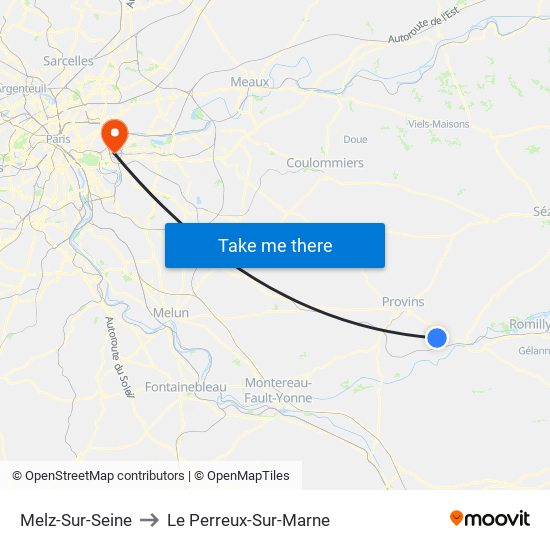 Melz-Sur-Seine to Le Perreux-Sur-Marne map