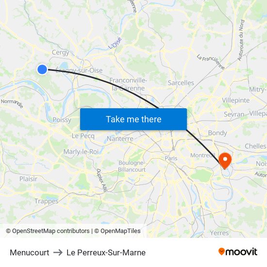 Menucourt to Le Perreux-Sur-Marne map