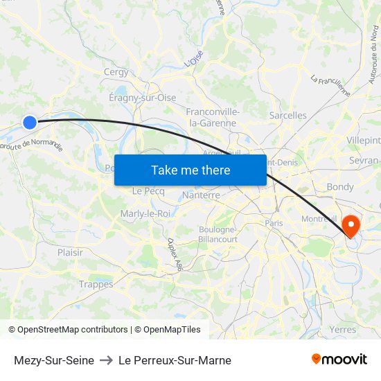 Mezy-Sur-Seine to Le Perreux-Sur-Marne map