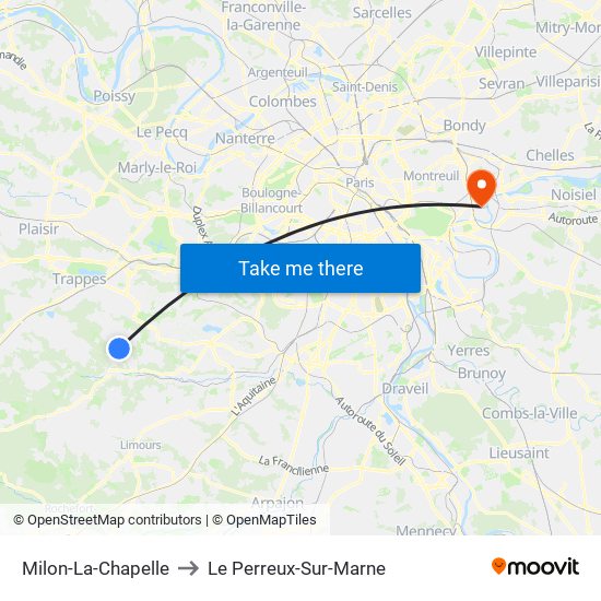 Milon-La-Chapelle to Le Perreux-Sur-Marne map