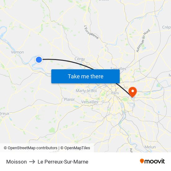 Moisson to Le Perreux-Sur-Marne map