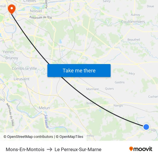Mons-En-Montois to Le Perreux-Sur-Marne map