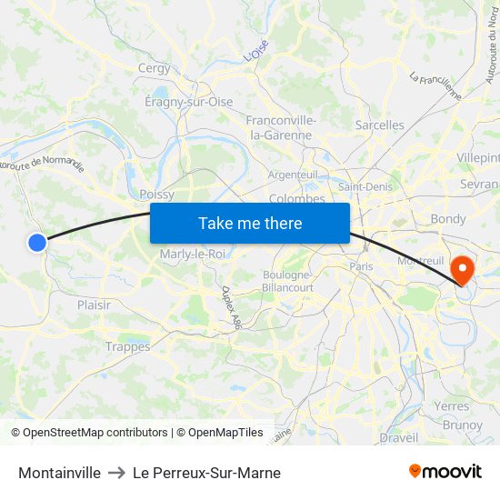 Montainville to Le Perreux-Sur-Marne map