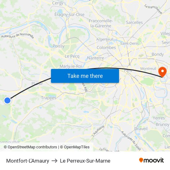 Montfort-L'Amaury to Le Perreux-Sur-Marne map