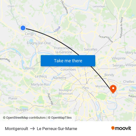 Montgeroult to Le Perreux-Sur-Marne map