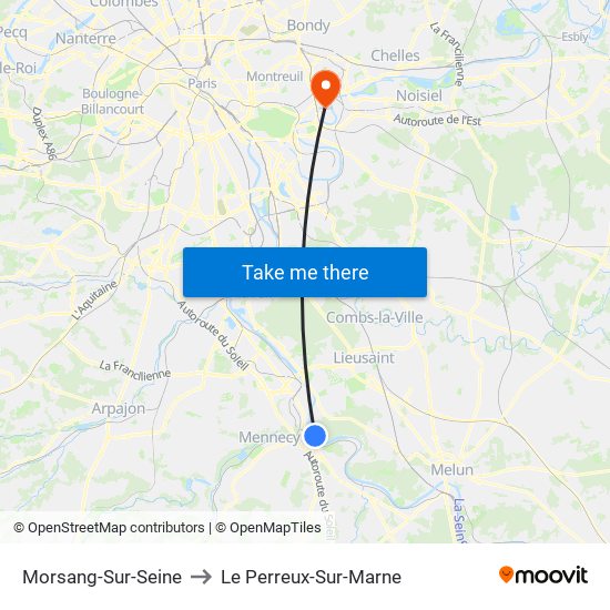 Morsang-Sur-Seine to Le Perreux-Sur-Marne map