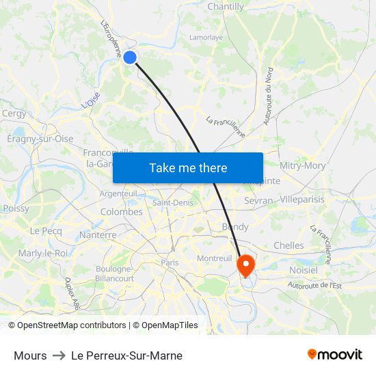 Mours to Le Perreux-Sur-Marne map