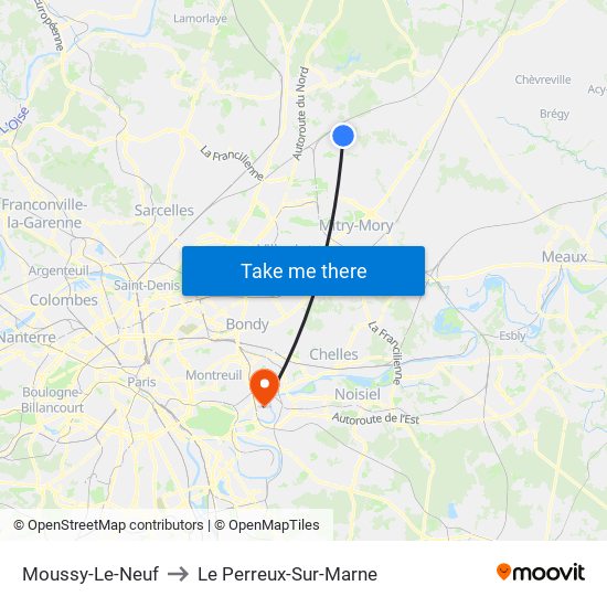 Moussy-Le-Neuf to Le Perreux-Sur-Marne map