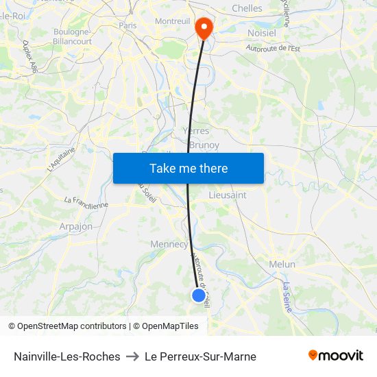 Nainville-Les-Roches to Le Perreux-Sur-Marne map