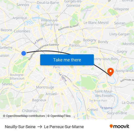 Neuilly-Sur-Seine to Le Perreux-Sur-Marne map