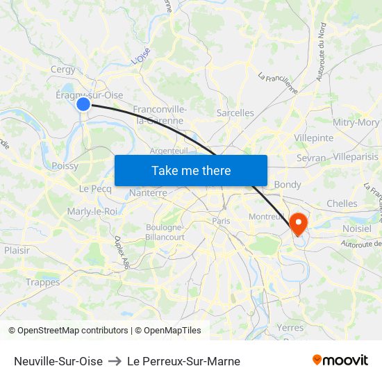 Neuville-Sur-Oise to Le Perreux-Sur-Marne map