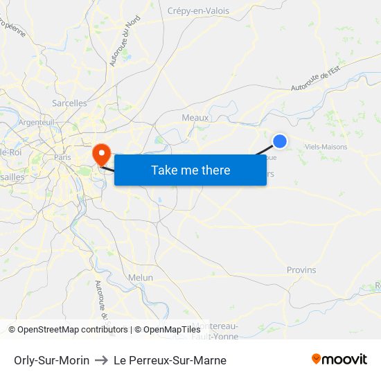 Orly-Sur-Morin to Le Perreux-Sur-Marne map