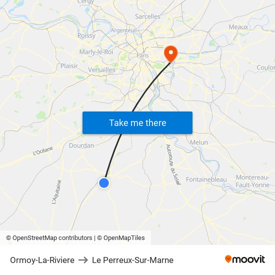 Ormoy-La-Riviere to Le Perreux-Sur-Marne map