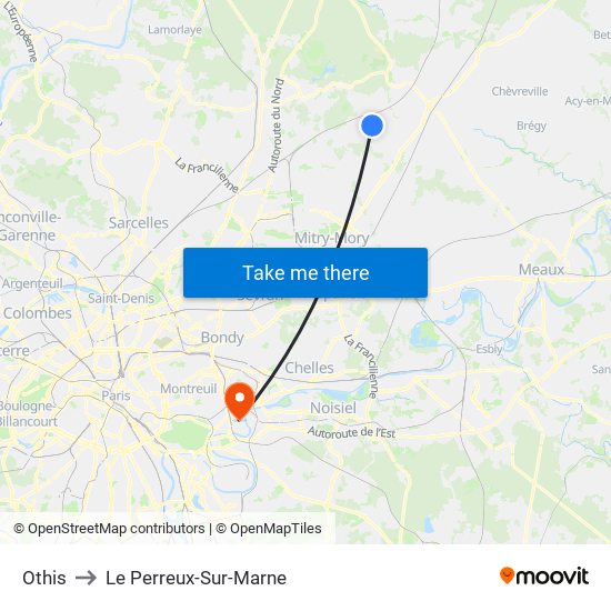 Othis to Le Perreux-Sur-Marne map