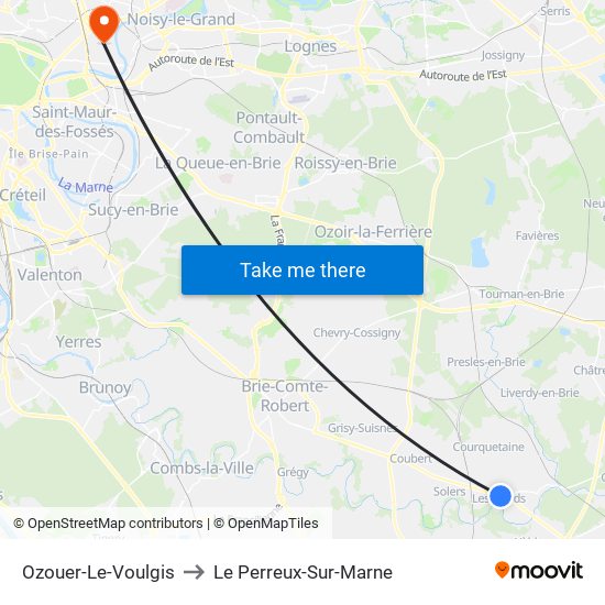 Ozouer-Le-Voulgis to Le Perreux-Sur-Marne map
