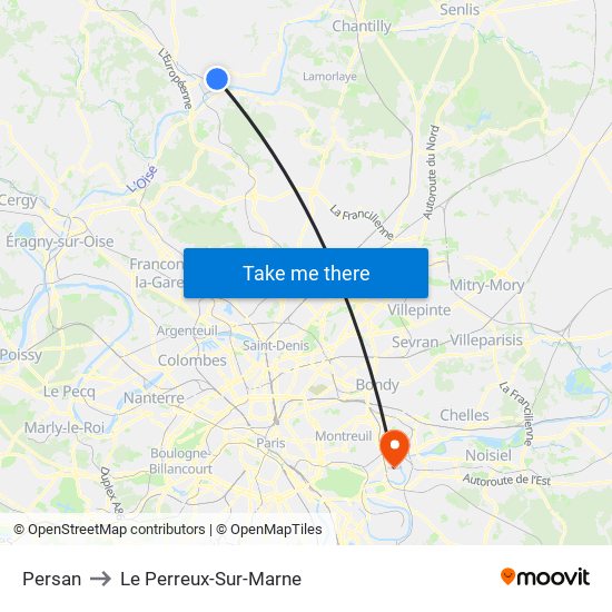 Persan to Le Perreux-Sur-Marne map