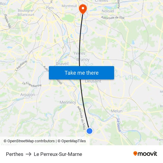 Perthes to Le Perreux-Sur-Marne map
