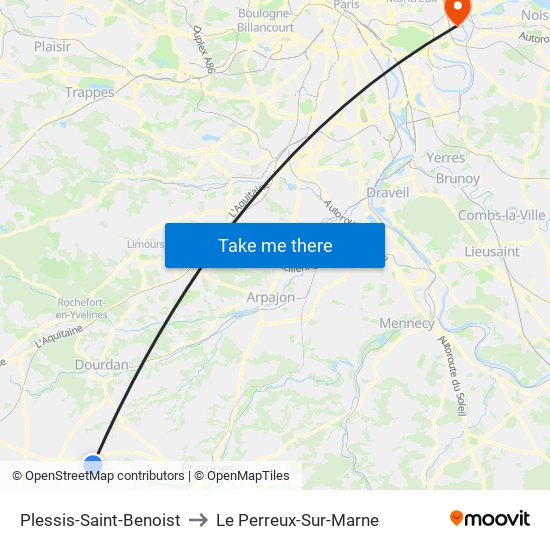 Plessis-Saint-Benoist to Le Perreux-Sur-Marne map