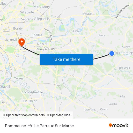Pommeuse to Le Perreux-Sur-Marne map