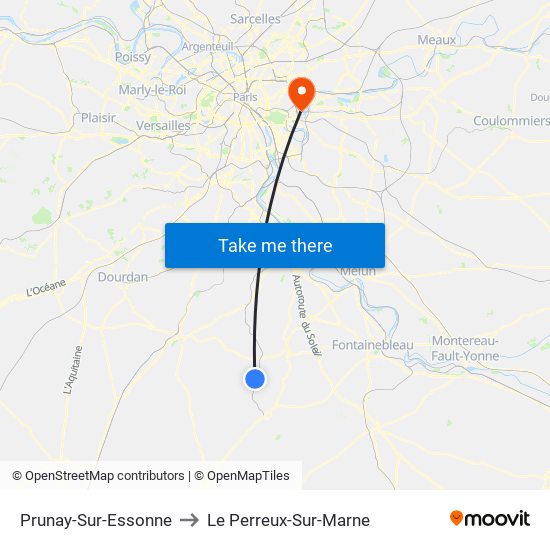 Prunay-Sur-Essonne to Le Perreux-Sur-Marne map