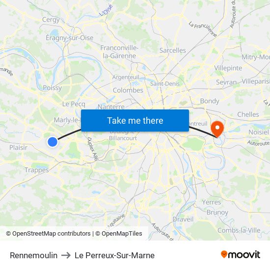 Rennemoulin to Le Perreux-Sur-Marne map