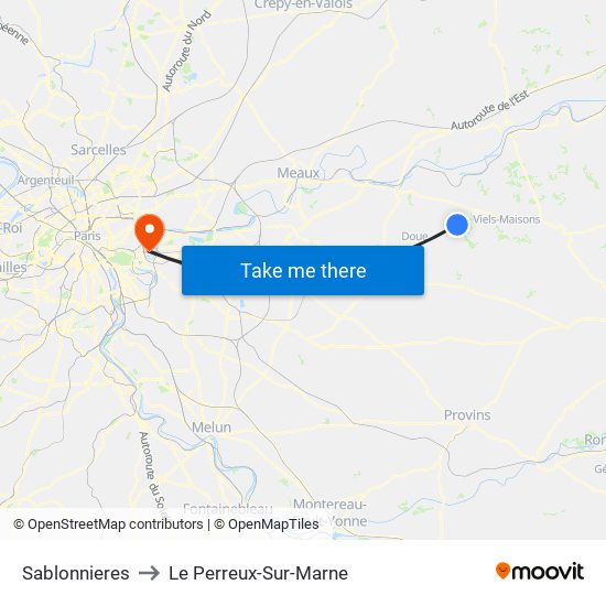Sablonnieres to Le Perreux-Sur-Marne map
