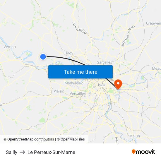 Sailly to Le Perreux-Sur-Marne map