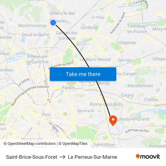 Saint-Brice-Sous-Foret to Le Perreux-Sur-Marne map