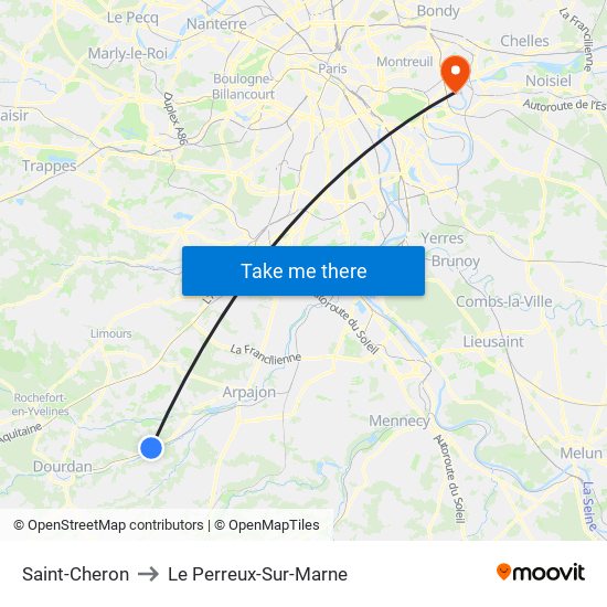 Saint-Cheron to Le Perreux-Sur-Marne map