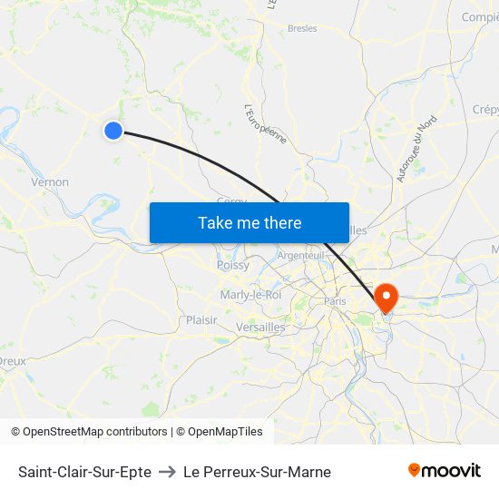 Saint-Clair-Sur-Epte to Le Perreux-Sur-Marne map