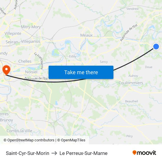 Saint-Cyr-Sur-Morin to Le Perreux-Sur-Marne map
