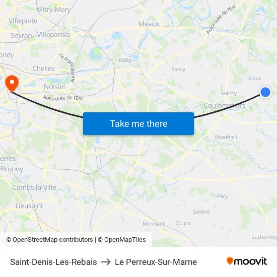 Saint-Denis-Les-Rebais to Le Perreux-Sur-Marne map