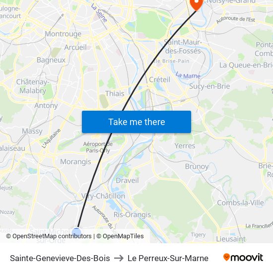 Sainte-Genevieve-Des-Bois to Le Perreux-Sur-Marne map