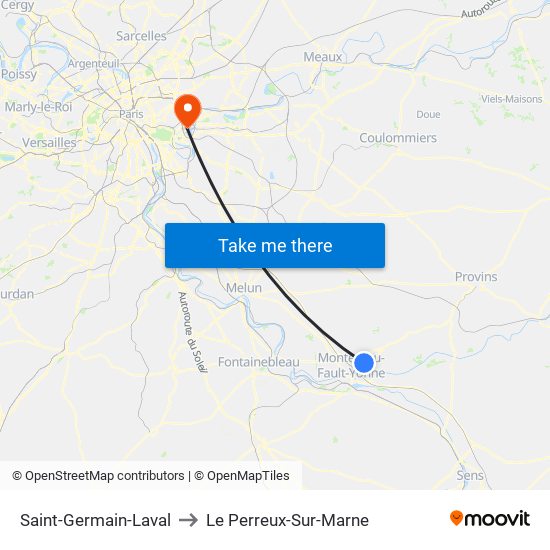 Saint-Germain-Laval to Le Perreux-Sur-Marne map