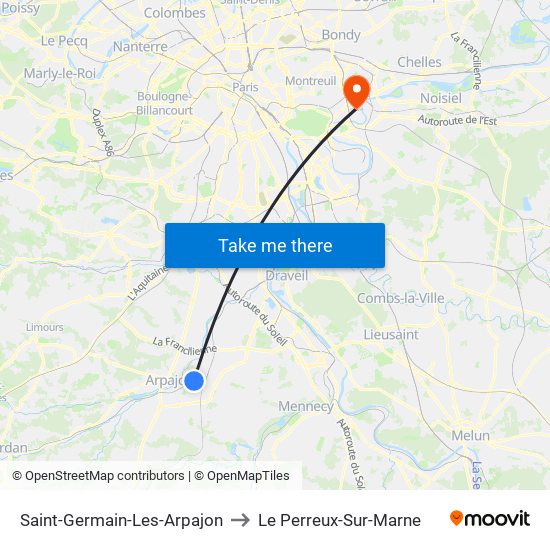 Saint-Germain-Les-Arpajon to Le Perreux-Sur-Marne map