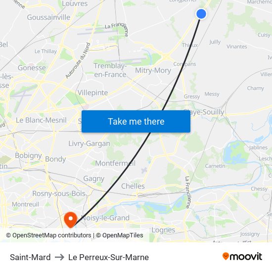 Saint-Mard to Le Perreux-Sur-Marne map
