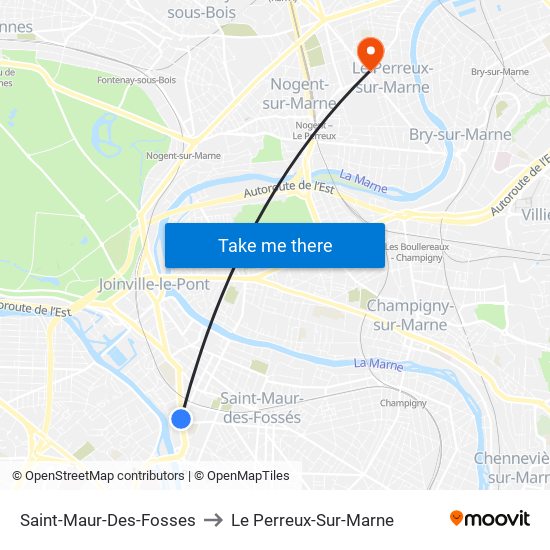 Saint-Maur-Des-Fosses to Le Perreux-Sur-Marne map
