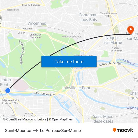 Saint-Maurice to Le Perreux-Sur-Marne map
