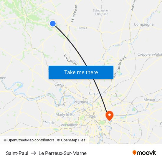 Saint-Paul to Le Perreux-Sur-Marne map