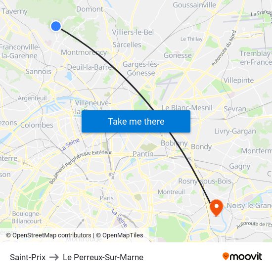 Saint-Prix to Le Perreux-Sur-Marne map
